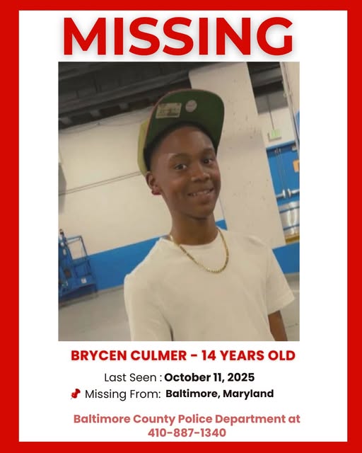 Brycen Culmer Missing 14-Year-Old Brycen Culmer Missing from Baltimore County – Police Issue Urgent Alert