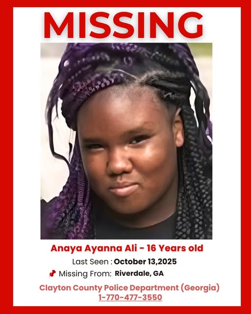 Missing Teen Alert 16-Year-Old Anaya Ayanna Ali Missing from Riverdale, Georgia – Family Pleads for Help
